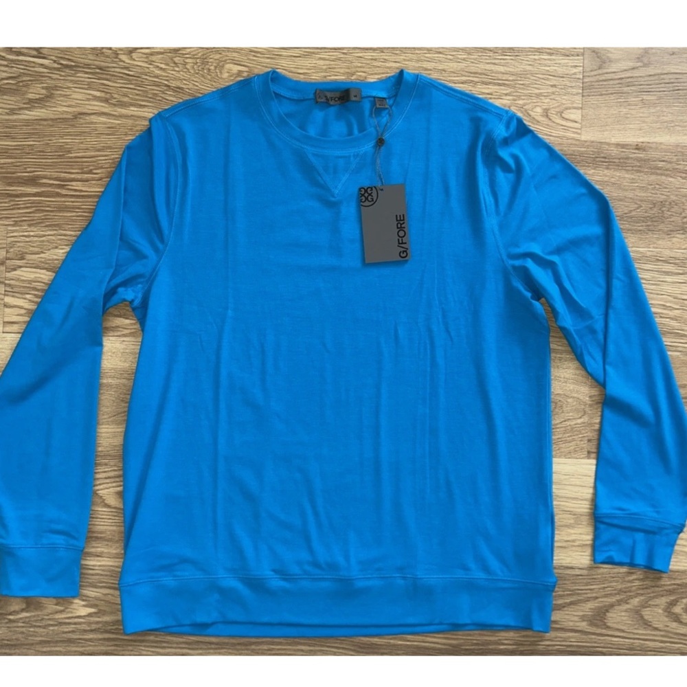 G/FORE Luxe Crewneck Mid Layer Pullover Shirt Long Sleeve Blue Size Large L $125